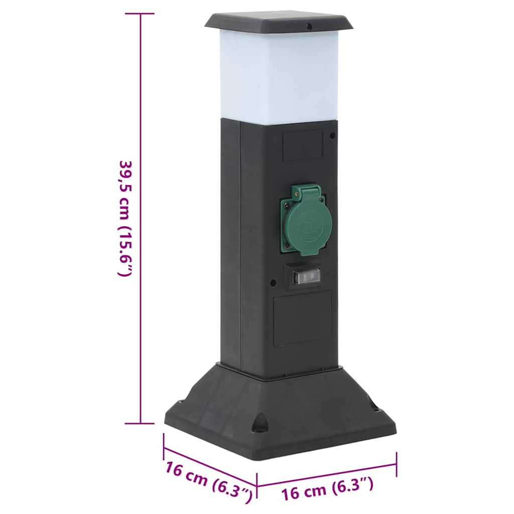 Colonna Presa Esterno con Lampada e Picchetto 2Vie 16x16x39,5cm | homemem39