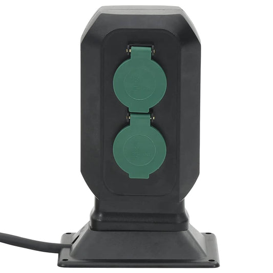 Presa da Esterno con Picchetto 4 Vie Nera e Verde 15,5x11x24cm - homemem39