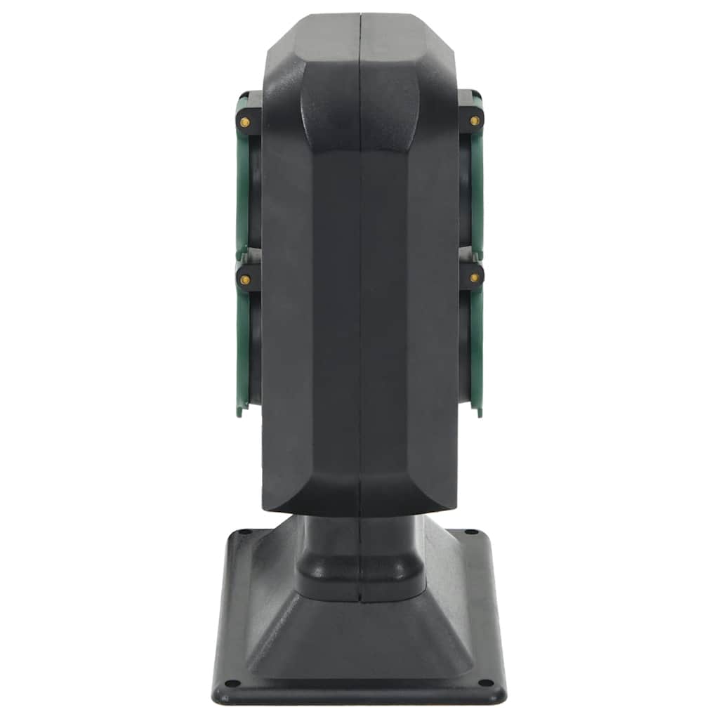 Presa da Esterno con Picchetto 4 Vie Nera e Verde 15,5x11x24cm - homemem39