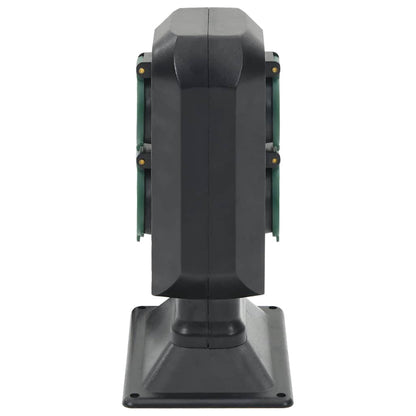 Presa da Esterno con Picchetto 4 Vie Nera e Verde 15,5x11x24cm - homemem39