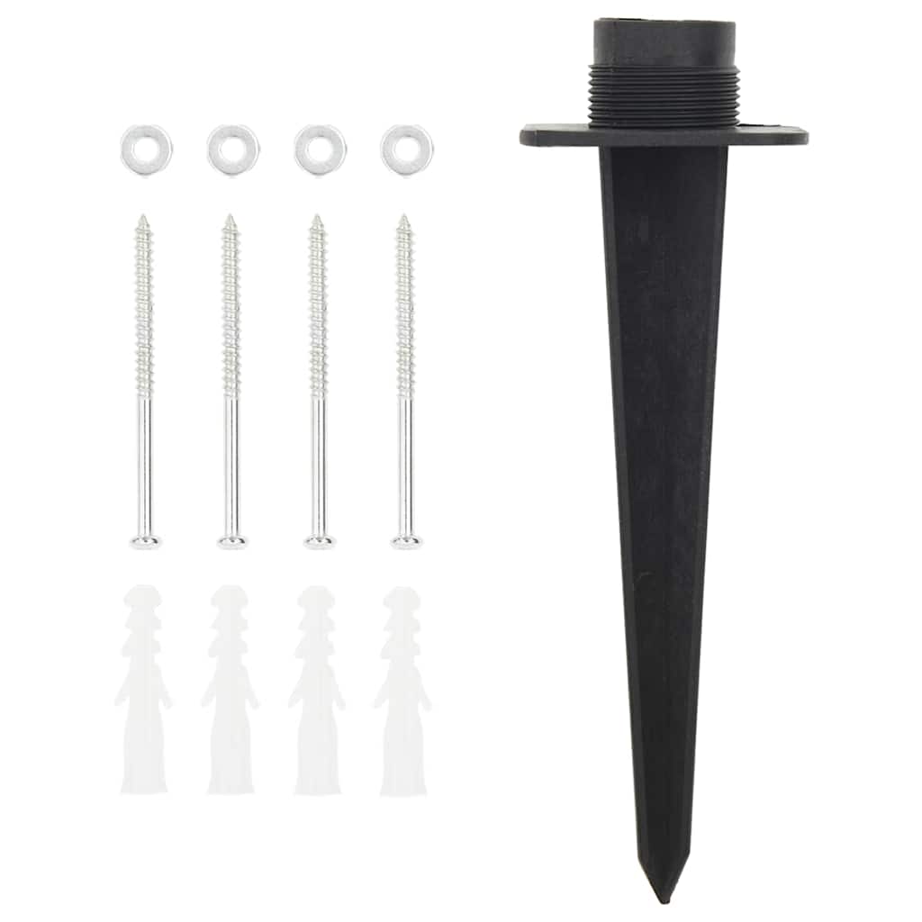 Presa da Esterno con Picchetto 4 Vie Nera e Verde 15,5x11x24cm - homemem39