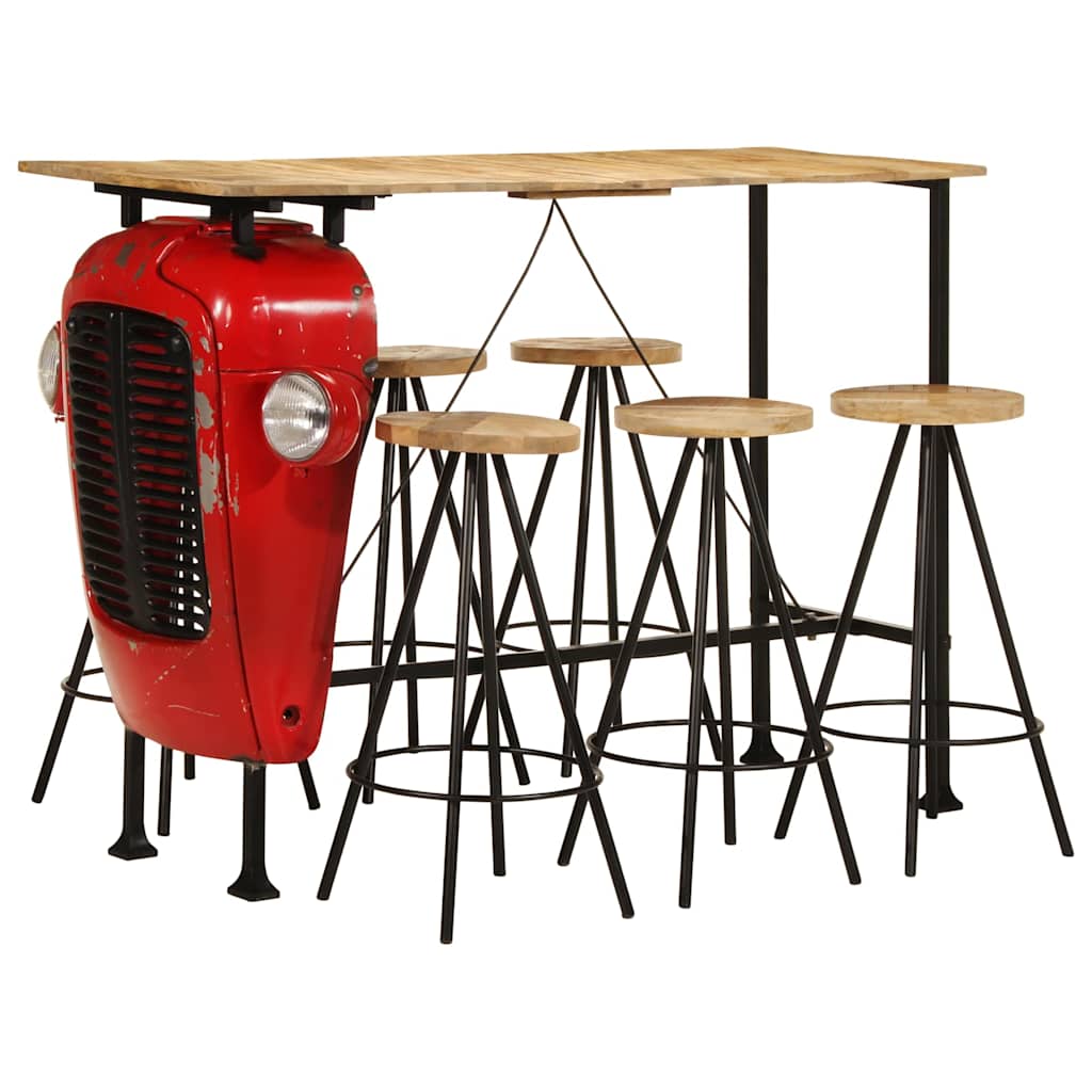 Set da Bar 7 pz in Legno Massello di Mango