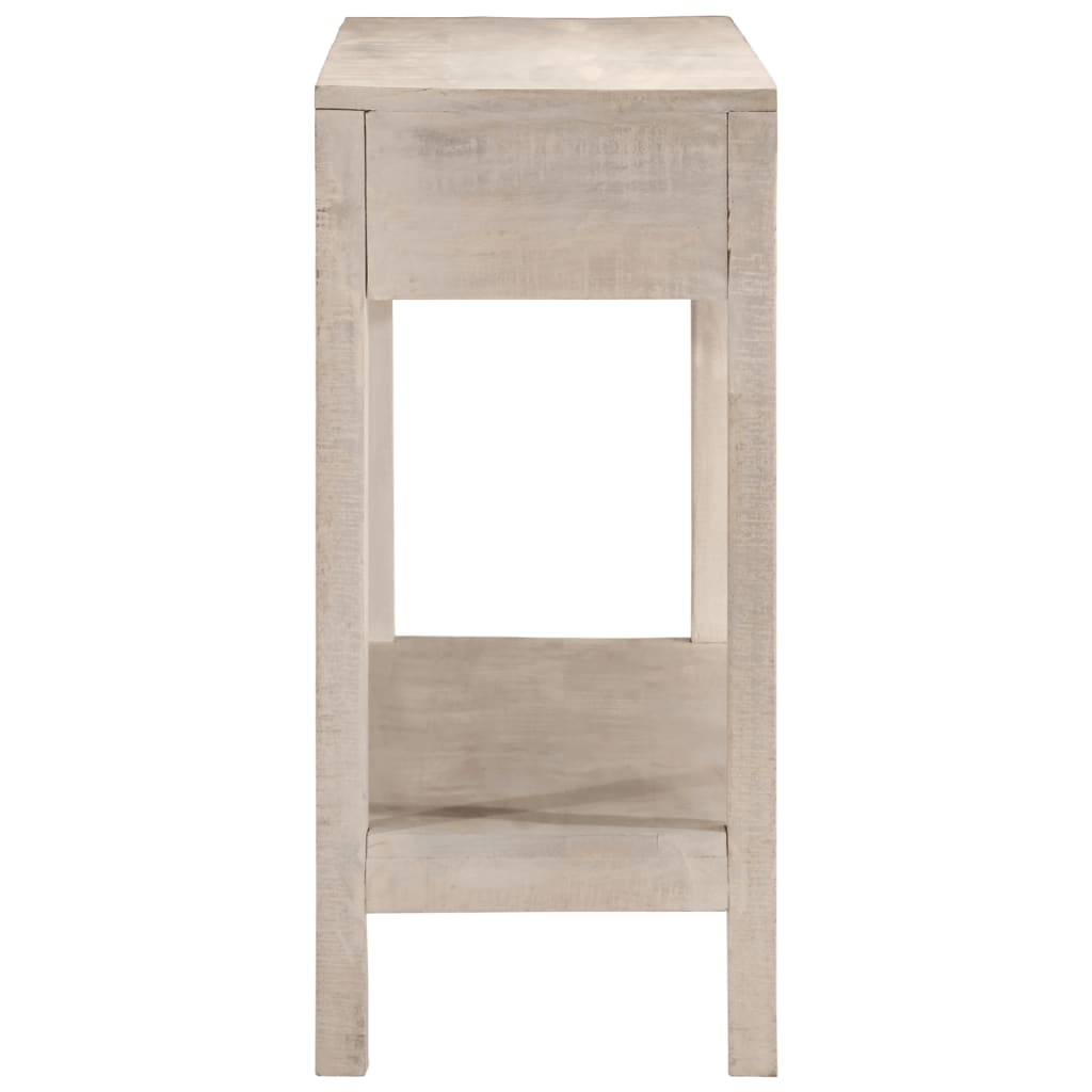 Tavolo Consolle Bianco 110x35x75cm Legno Massello di Mango - homemem39