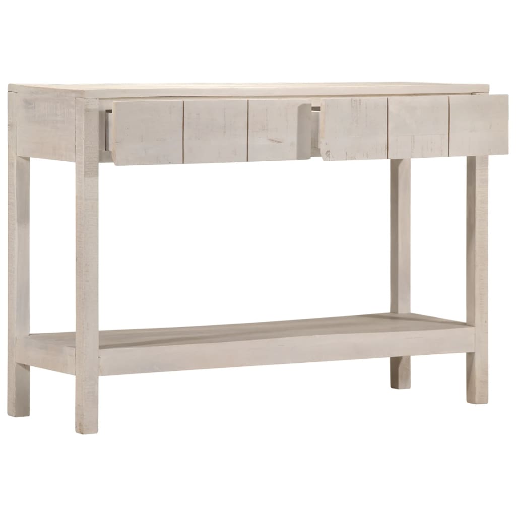 Tavolo Consolle Bianco 110x35x75cm Legno Massello di Mango - homemem39
