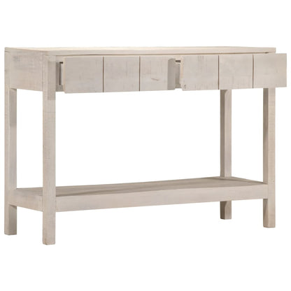 Tavolo Consolle Bianco 110x35x75cm Legno Massello di Mango - homemem39