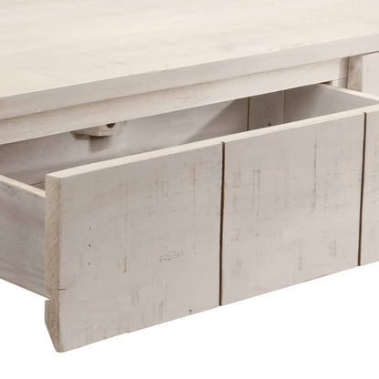 Tavolo Consolle Bianco 110x35x75cm Legno Massello di Mango - homemem39