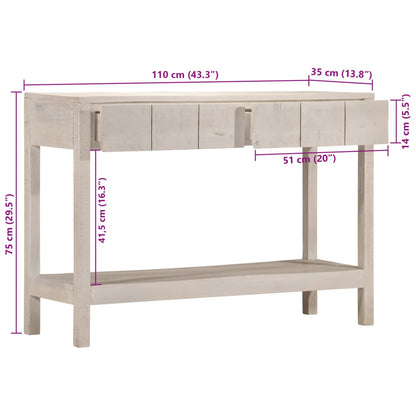 Tavolo Consolle Bianco 110x35x75cm Legno Massello di Mango - homemem39