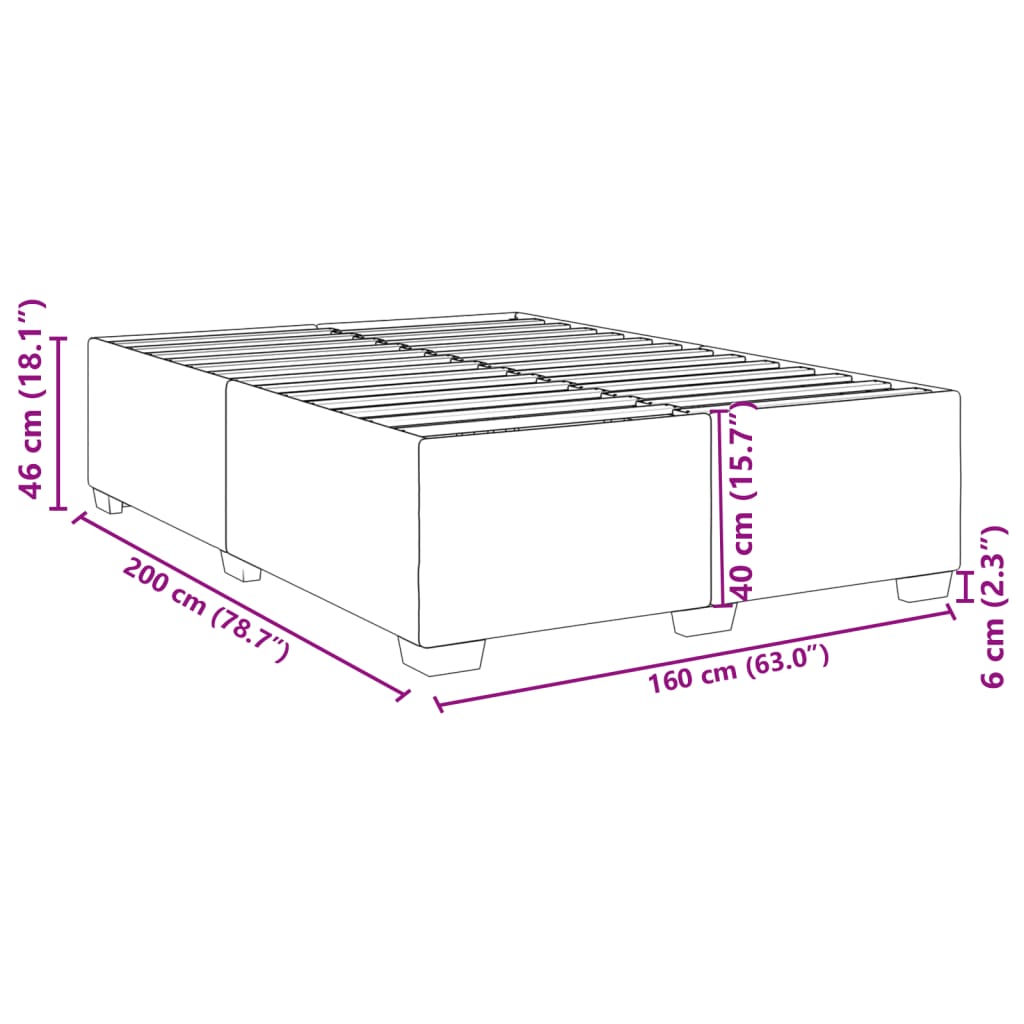 Giroletto senza Materasso Grigio Scuro 160x200 cm Velluto - homemem39