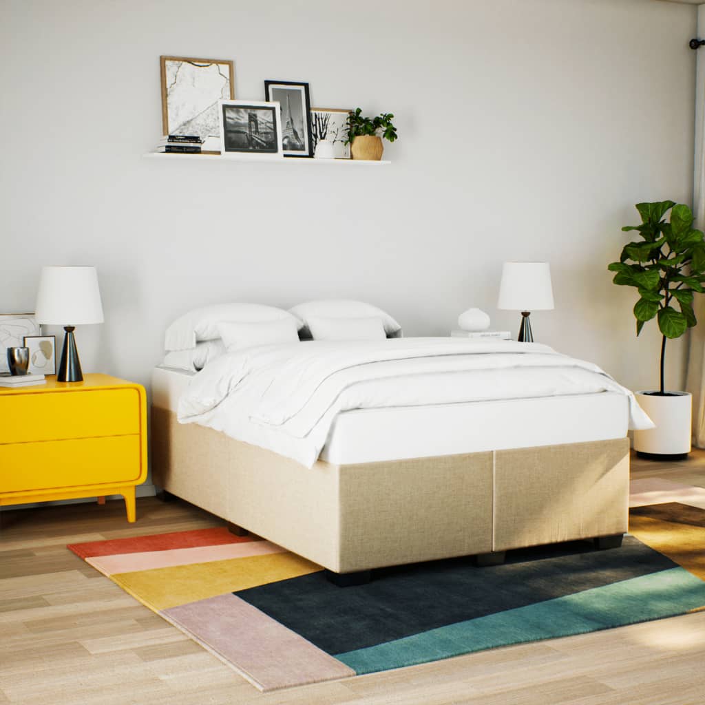 Giroletto a Molle con Materasso Crema 140x200 cm in Tessuto | homemem39