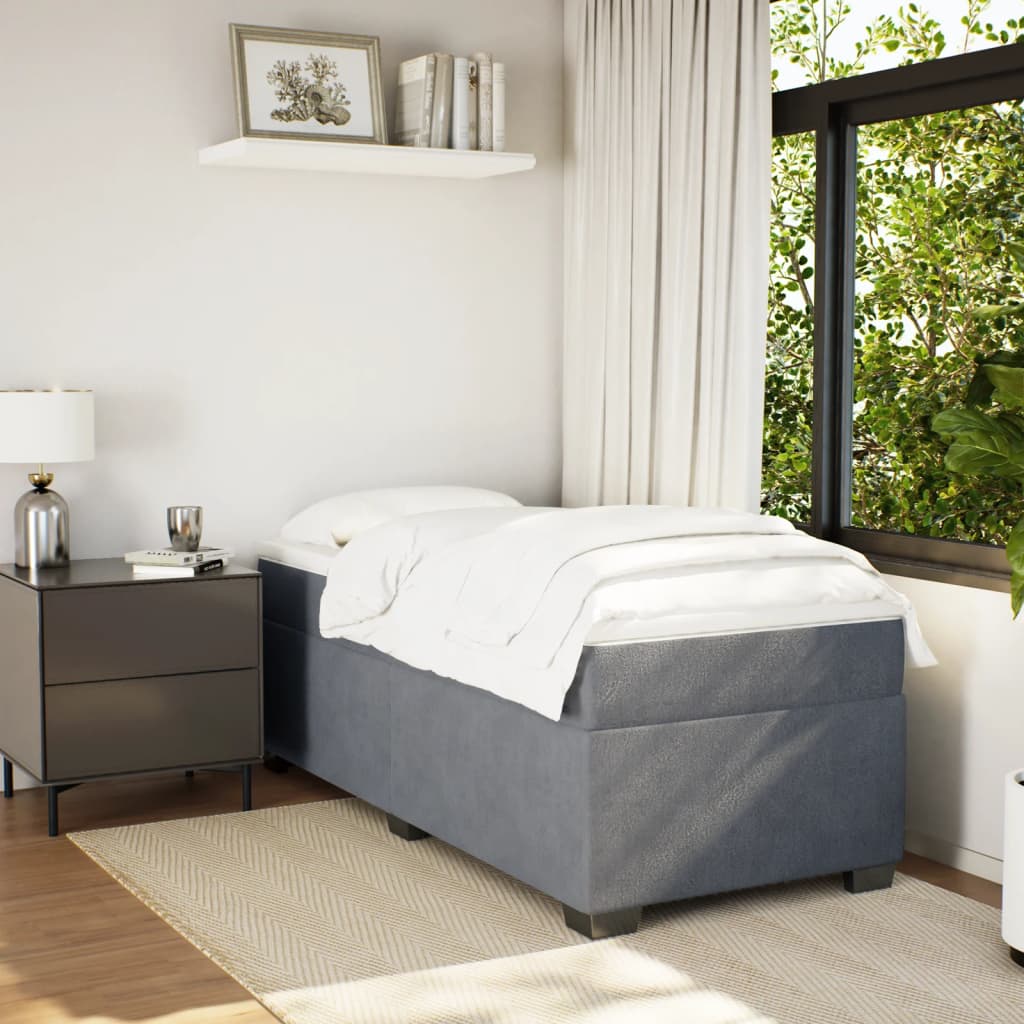 Giroletto a Molle con Materasso Grigio Scuro 80x200 cm Velluto | homemem39