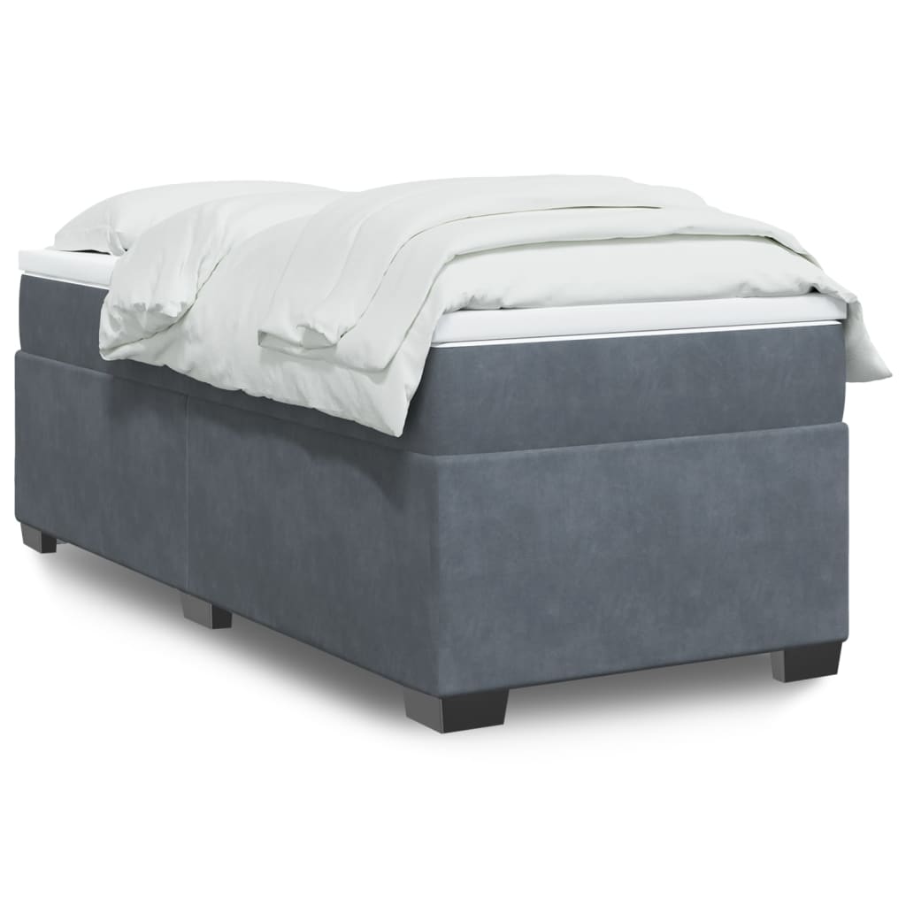 Giroletto a Molle con Materasso Grigio Scuro 80x200 cm Velluto | homemem39