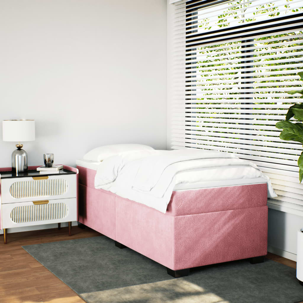 Giroletto a Molle con Materasso Rosa 80x200 cm in Velluto | homemem39