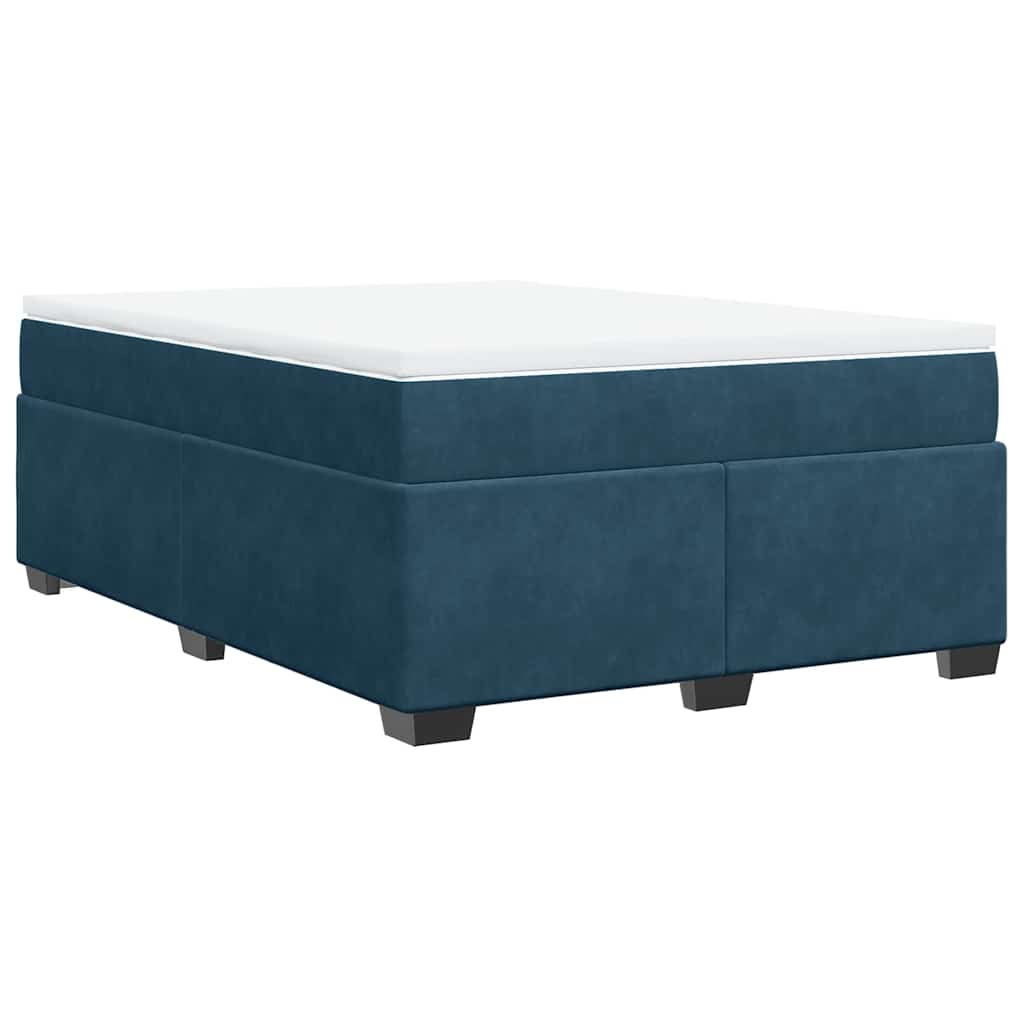 Giroletto a Molle con Materasso Blu Scuro 140x190 cm in Velluto