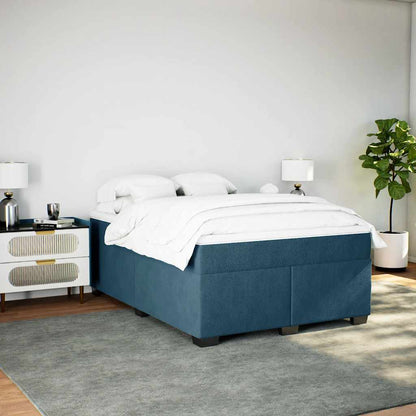Giroletto a Molle con Materasso Blu Scuro 140x190 cm in Velluto