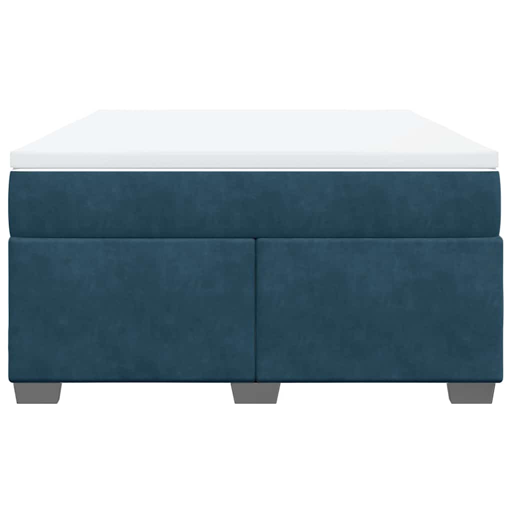 Giroletto a Molle con Materasso Blu Scuro 140x190 cm in Velluto
