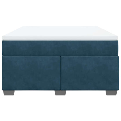 Giroletto a Molle con Materasso Blu Scuro 140x190 cm in Velluto