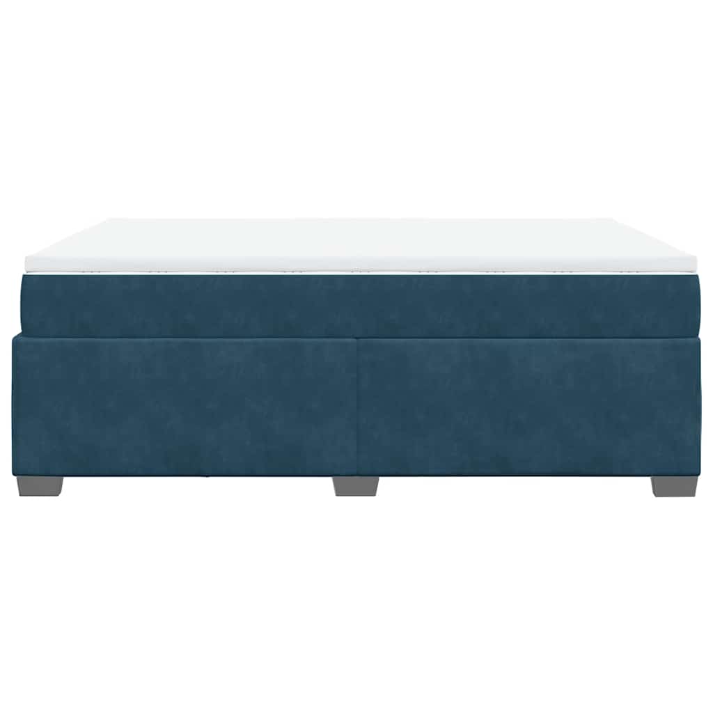 Giroletto a Molle con Materasso Blu Scuro 140x190 cm in Velluto