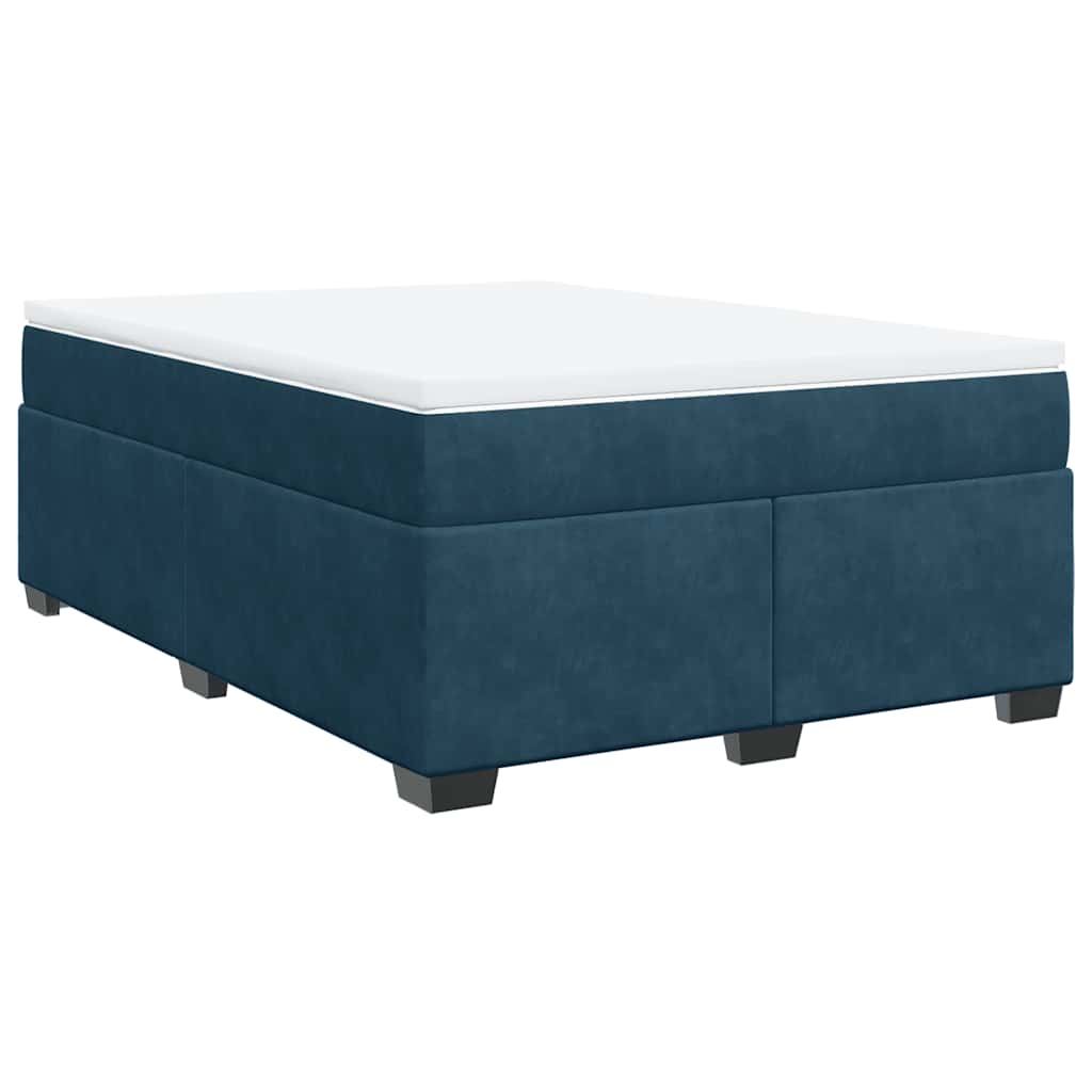 Giroletto a Molle con Materasso Blu Scuro 140x190 cm in Velluto