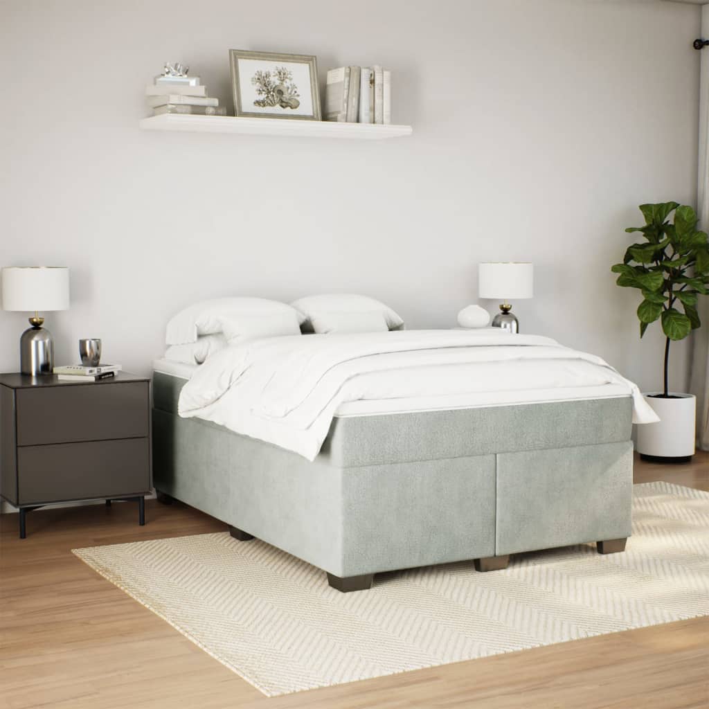 Giroletto a Molle con Materasso Grigio Chiaro 160x200cm Velluto