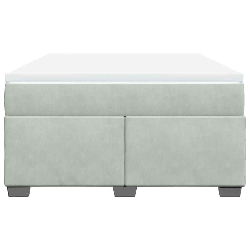 Giroletto a Molle con Materasso Grigio Chiaro 160x200cm Velluto