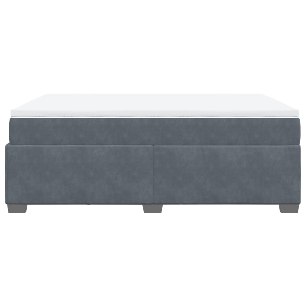 Giroletto a Molle con Materasso Grigio Scuro 160x200 cm Velluto