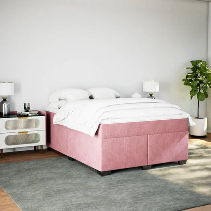 Giroletto a Molle con Materasso Rosa 160x200 cm in Velluto - homemem39