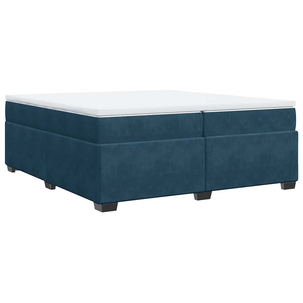 Giroletto a Molle con Materasso Blu Scuro 200x200 cm in Velluto | homemem39