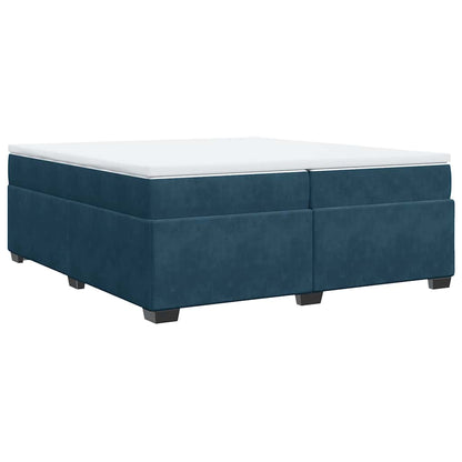 Giroletto a Molle con Materasso Blu Scuro 200x200 cm in Velluto | homemem39