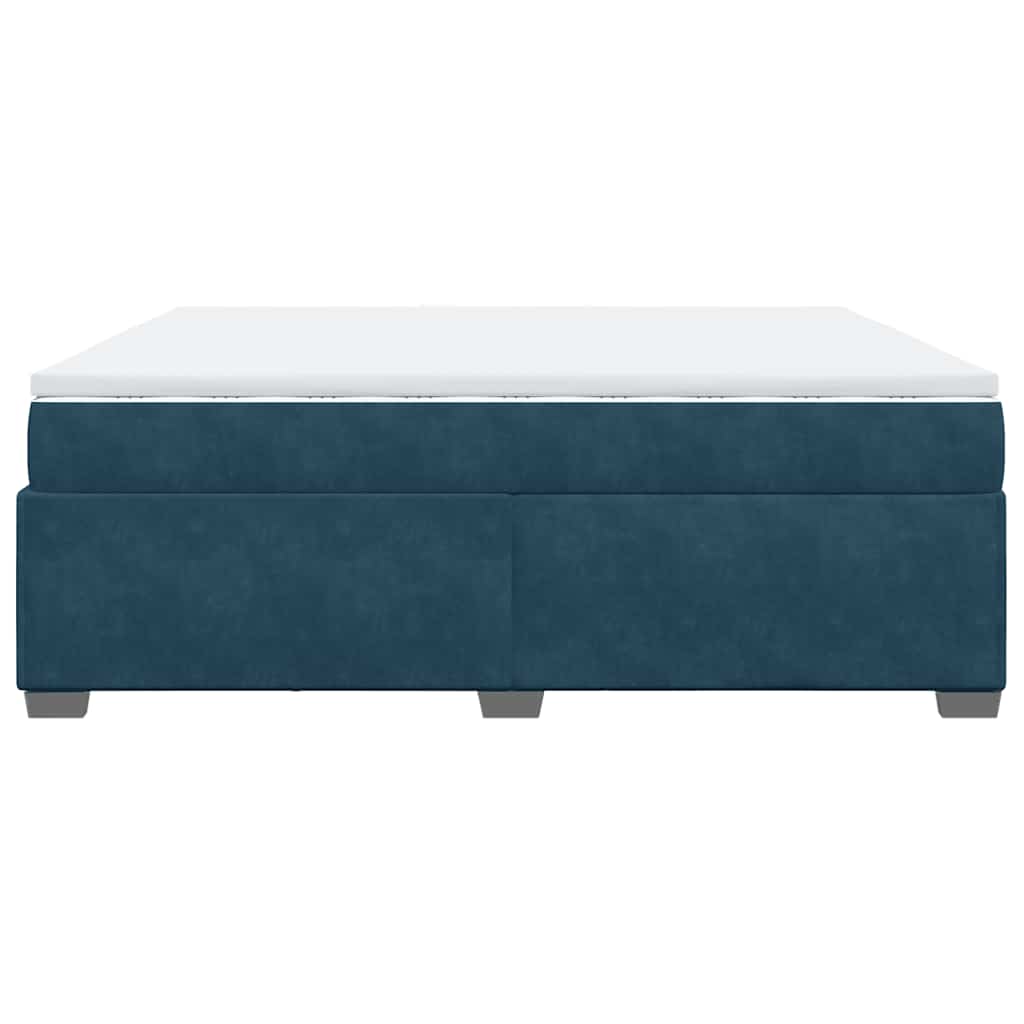 Giroletto a Molle con Materasso Blu Scuro 200x200 cm in Velluto | homemem39