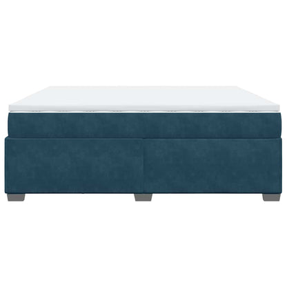Giroletto a Molle con Materasso Blu Scuro 200x200 cm in Velluto | homemem39