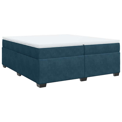 Giroletto a Molle con Materasso Blu Scuro 200x200 cm in Velluto | homemem39