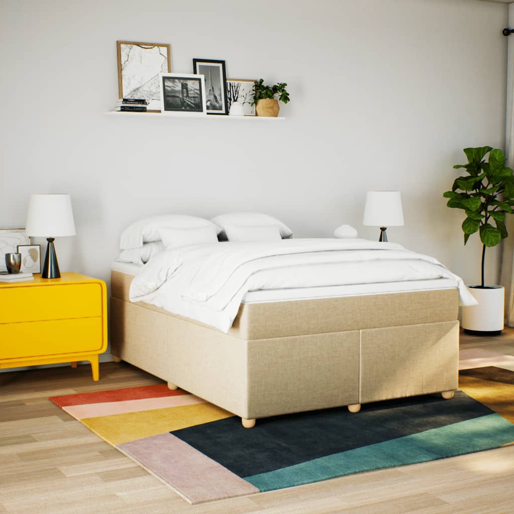 Giroletto a Molle con Materasso Crema 140x19 cm in Tessuto | homemem39