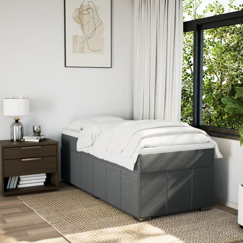 Giroletto a Molle con Materasso Grigio Scuro 90x200 cm Tessuto | homemem39