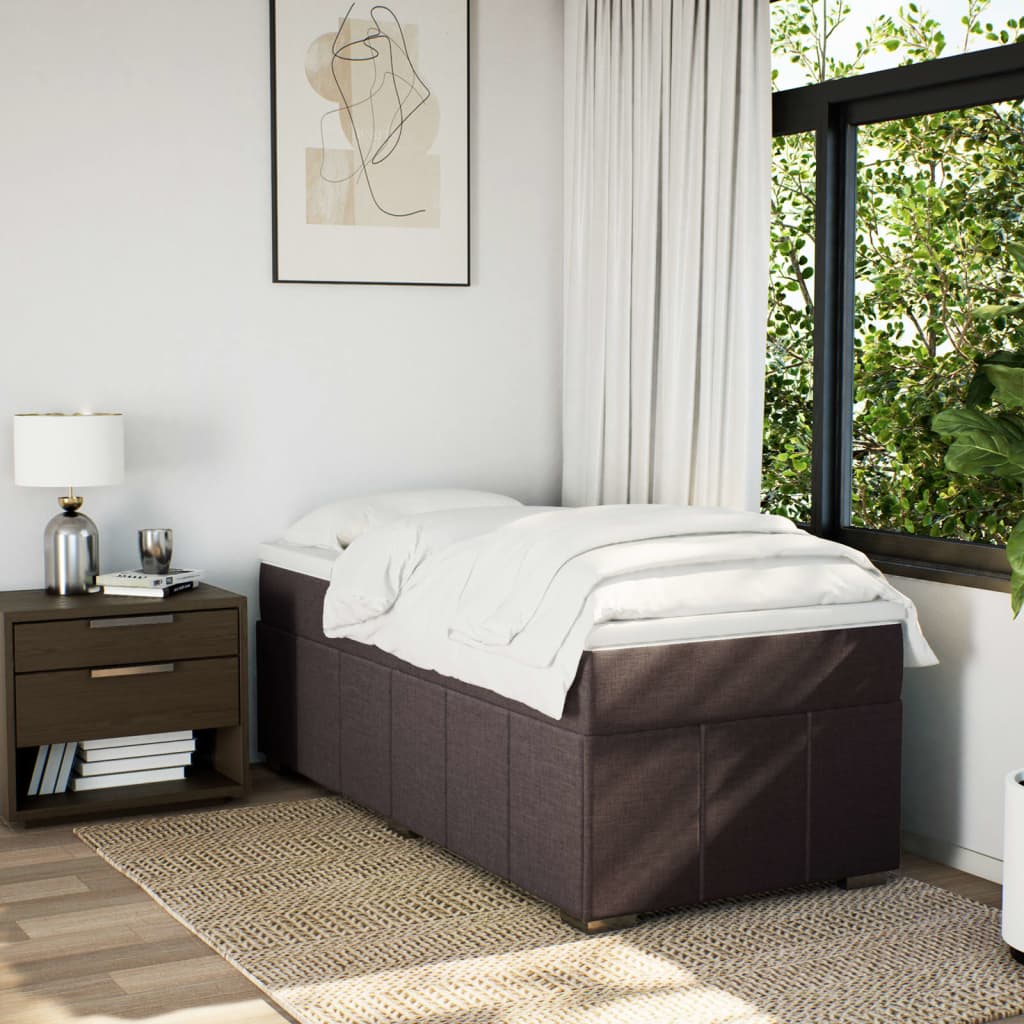 Giroletto a Molle con Materasso Marrone Scuro 90x200 cm Tessuto | homemem39