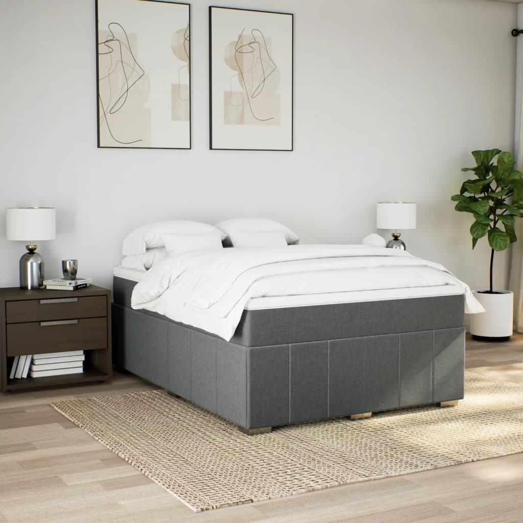 Giroletto a Molle con Materasso Grigio Scuro 140x190 cm Tessuto | homemem39