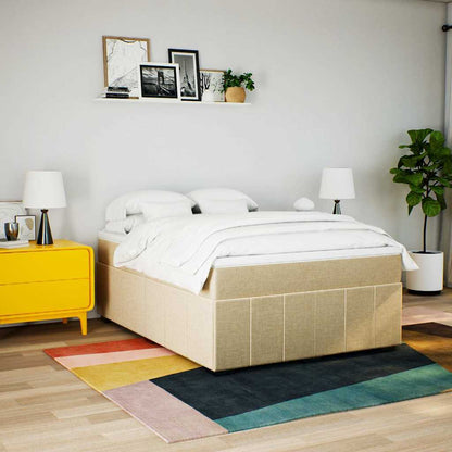 Giroletto a Molle con Materasso Crema 140x19 cm in Tessuto | homemem39
