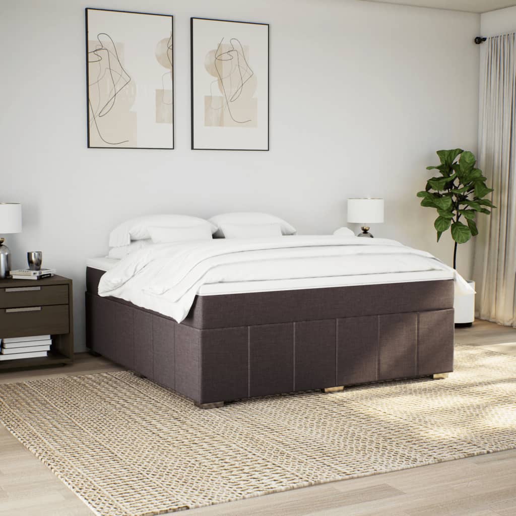 Giroletto a Molle con Materasso Marrone Scuro 180x200cm Tessuto | homemem39