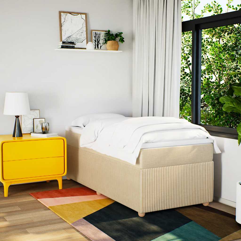 Giroletto a Molle con Materasso Crema 90x190 cm in Tessuto - homemem39