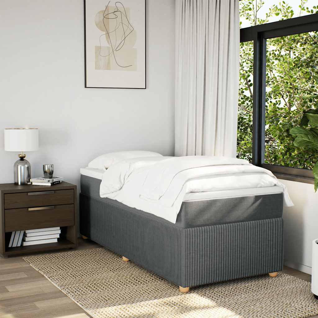 Giroletto a Molle con Materasso Grigio Scuro 90x200 cm Tessuto | homemem39