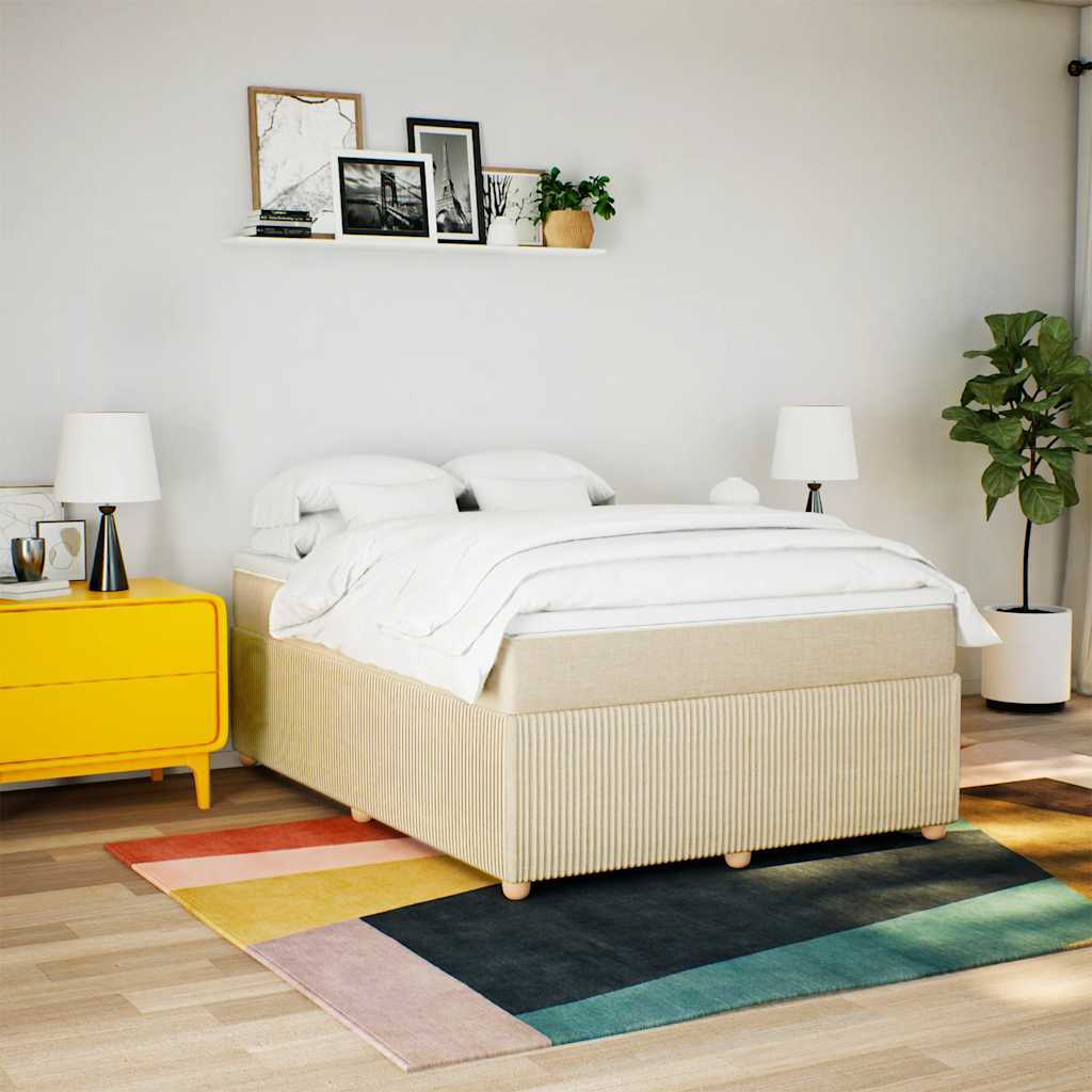 Giroletto a Molle con Materasso Crema 140x19 cm in Tessuto | homemem39