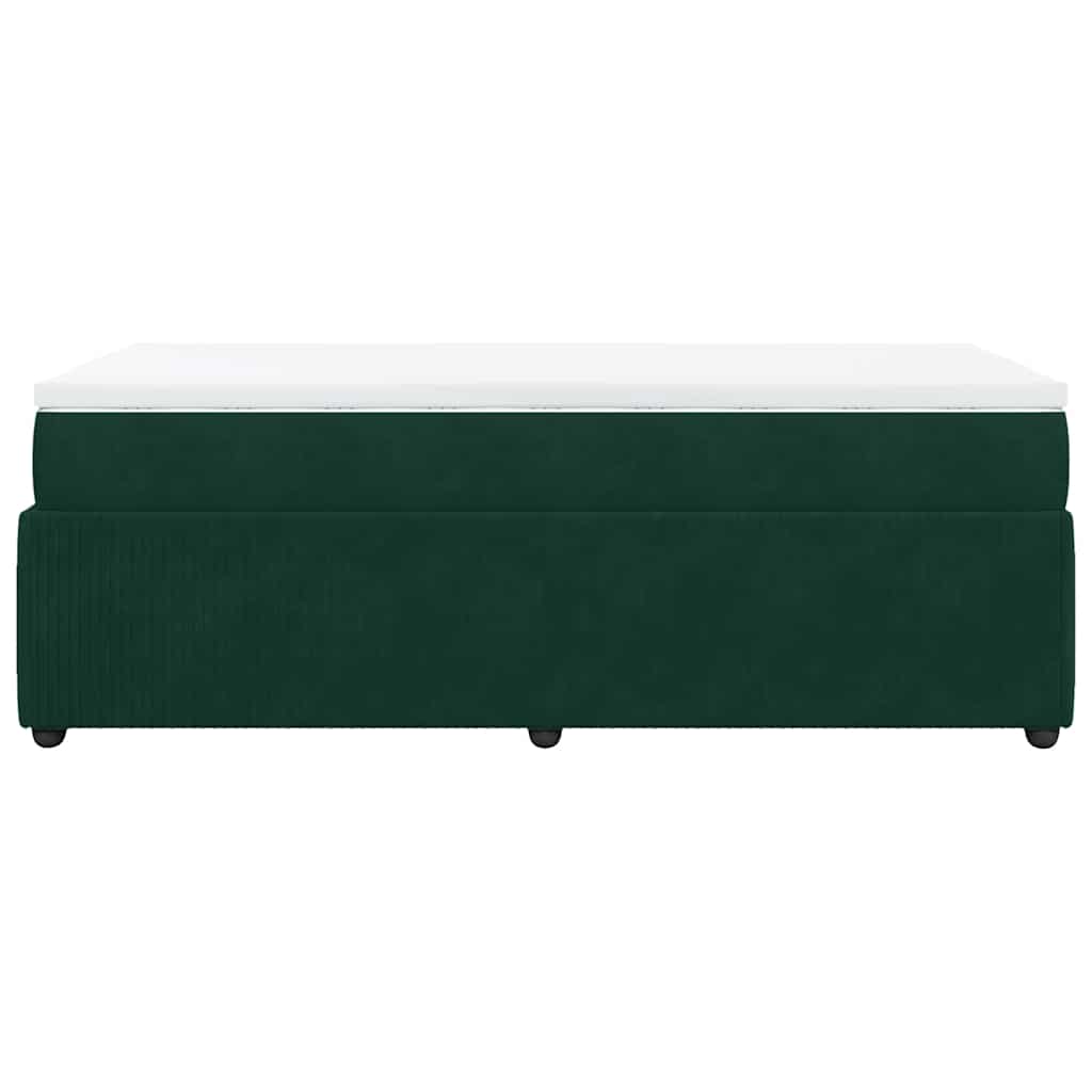 Giroletto a Molle con Materasso Verde Scuro 80x200 cm Velluto