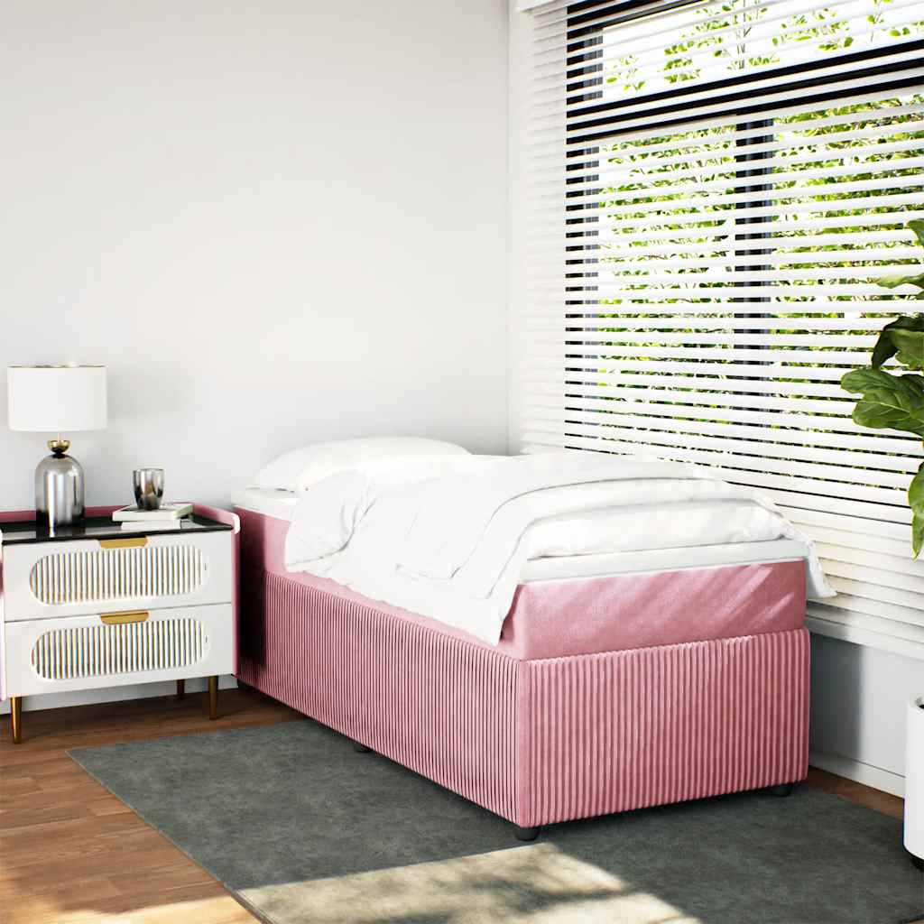 Giroletto a Molle con Materasso Rosa 80x200 cm in Velluto | homemem39