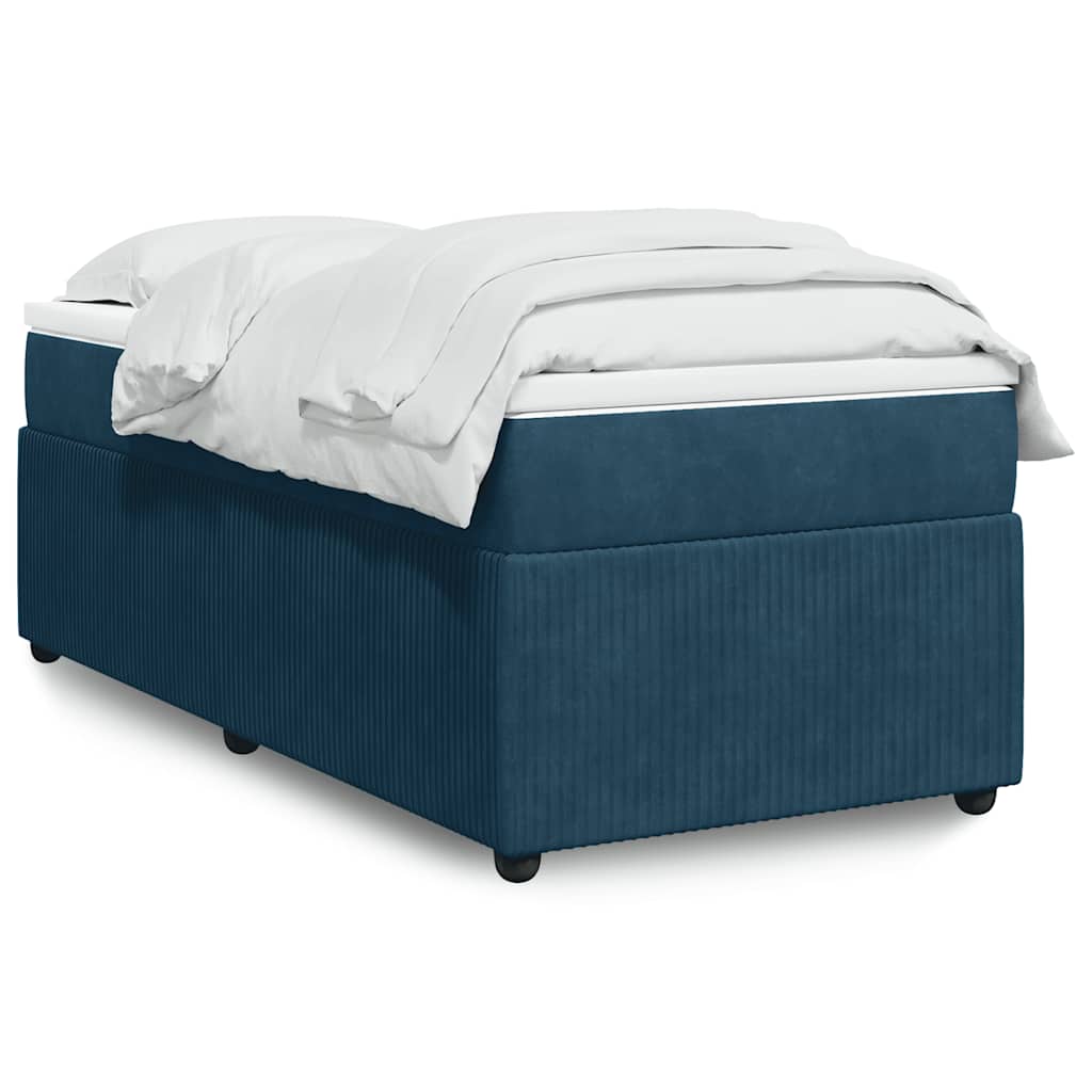 Giroletto a Molle con Materasso Blu Scuro 90x190 cm in Velluto | homemem39