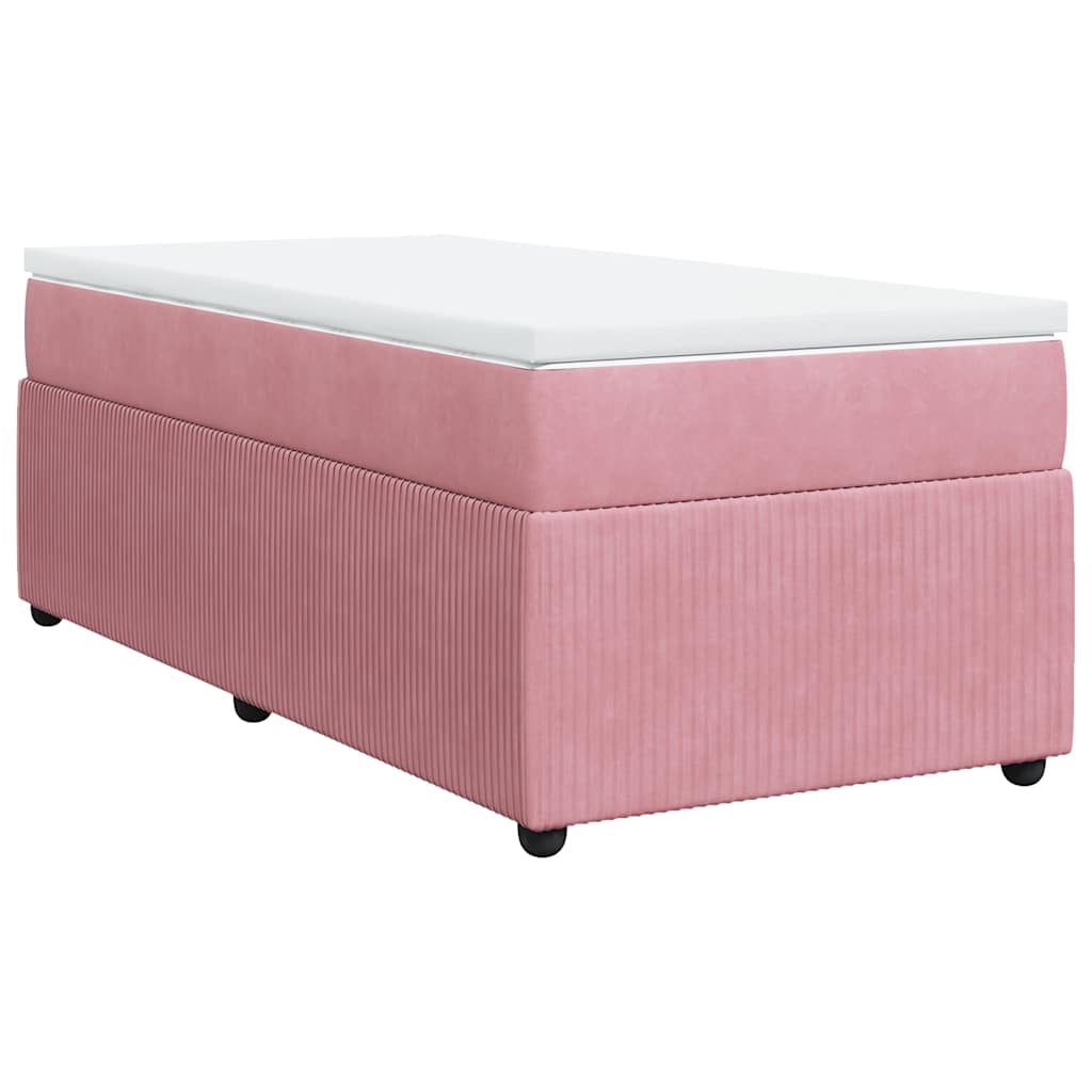 Giroletto a Molle con Materasso Rosa 90x190 cm in Velluto | homemem39
