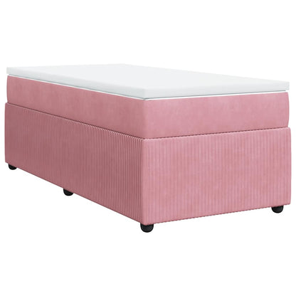 Giroletto a Molle con Materasso Rosa 90x190 cm in Velluto | homemem39