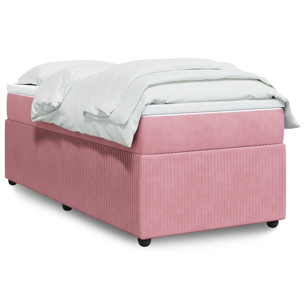 Giroletto a Molle con Materasso Rosa 90x190 cm in Velluto | homemem39
