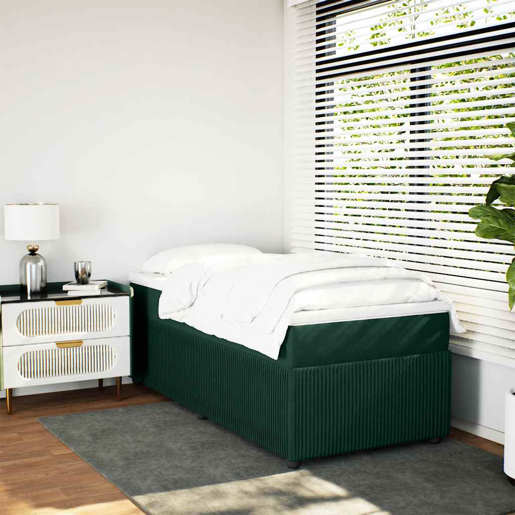 Giroletto a Molle con Materasso Verde Scuro 90x200 cm Velluto | homemem39