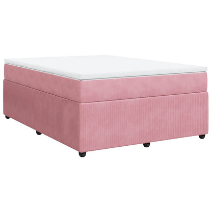 Giroletto a Molle con Materasso Rosa 160x200 cm in Velluto | homemem39
