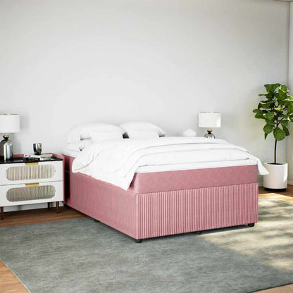 Giroletto a Molle con Materasso Rosa 160x200 cm in Velluto | homemem39