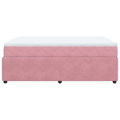 Giroletto a Molle con Materasso Rosa 160x200 cm in Velluto | homemem39